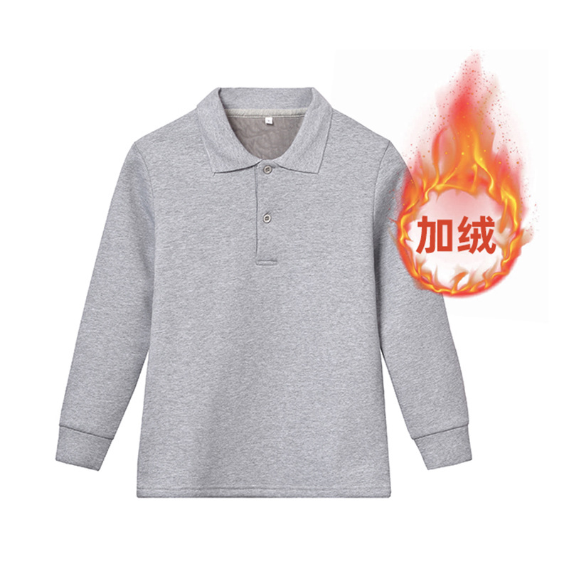 Picture of Children's T-shirt boys polo shirt long sleeve baby girls lapel T-shirt plus Velvet White Base shirt a generation of hair