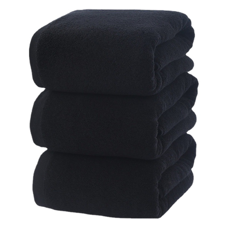 Black Bath Towel Origin Source Creative Gift Advertising Cotton Absorbent Hotel Gift Box Printed logo Black Bath Towel