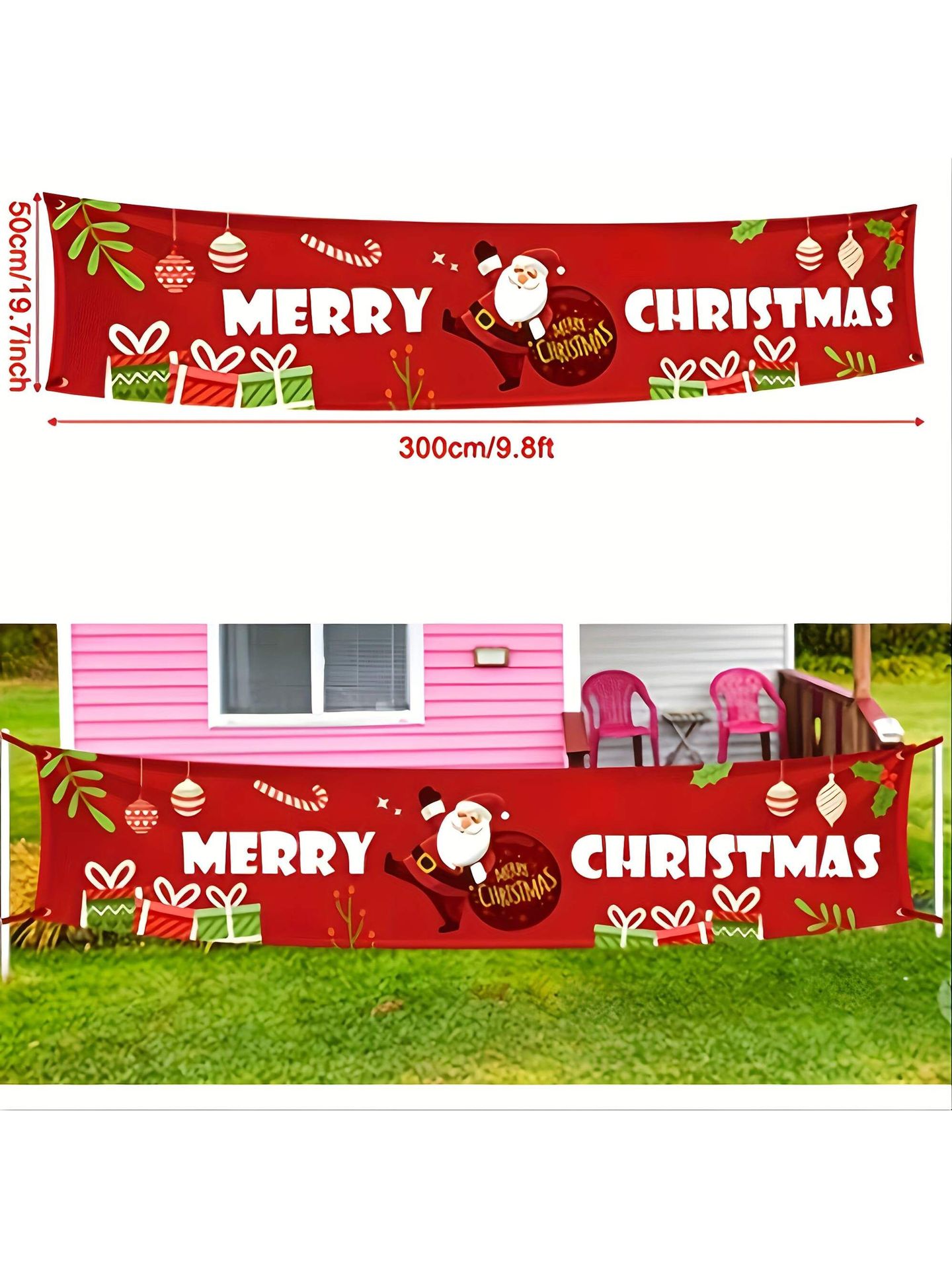 Picture of Cross-Border Spot Christmas Banner Background Christmas Flag Door Curtain Holiday Party Flag Background Cloth in Stock