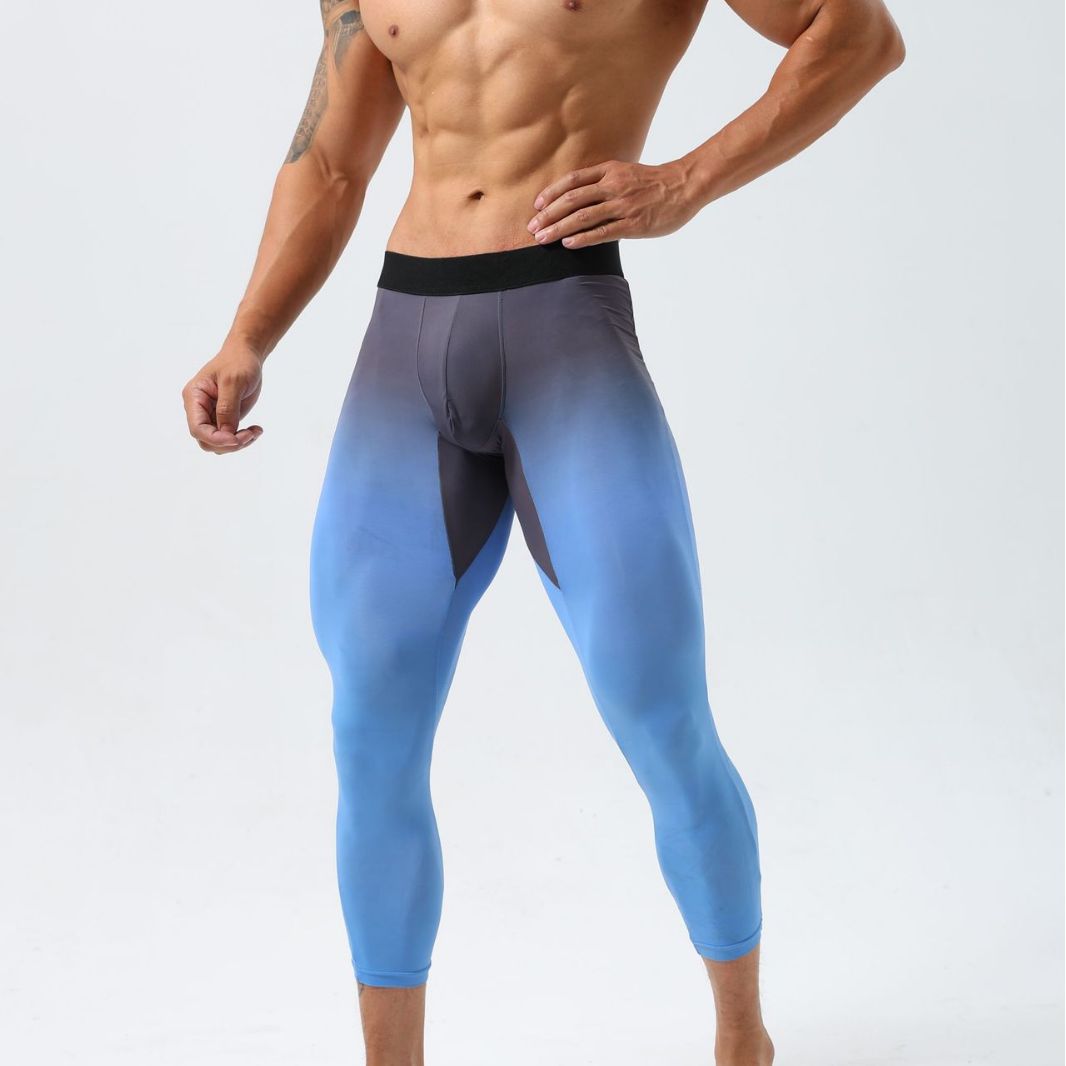 Gymbull Fitness Sports Pants Tight Cropped Pants Men's High Elastic Nylon Fitness American Pants
