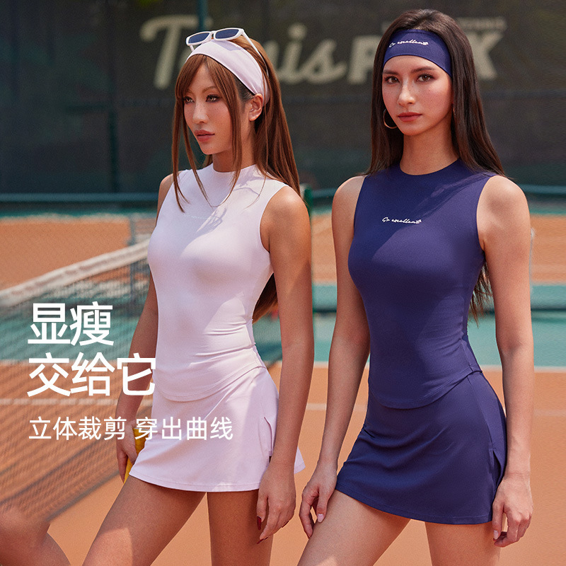 Sleeveless Tennis Clothes Women's Traveling Stylish Skirt suit Fashion Slim-fit Slimming Internet Popular Two-piece Sports suit