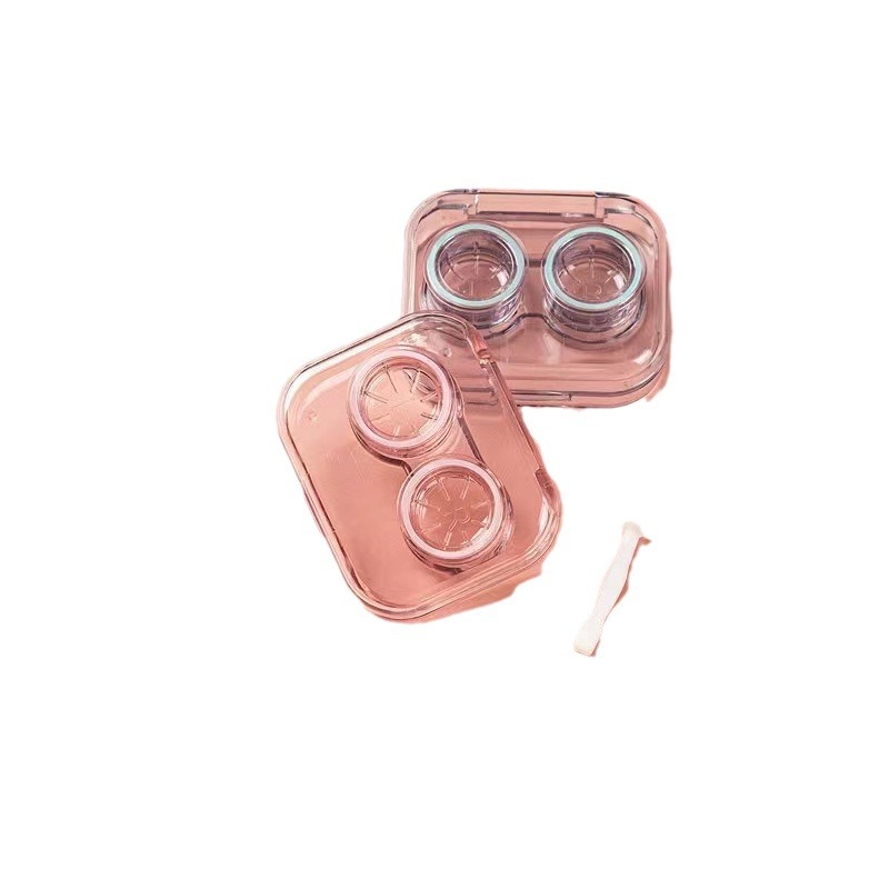 Picture of High-value one-piece leak-proof transparent contact lens case compact portable girl's heart storage box without twisting lid