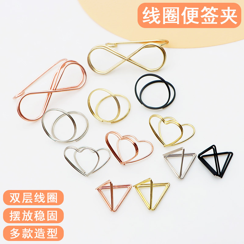 Picture of Triangular Sticky Note Holder Double-Layer Heart-Shaped Business Card Holder Wedding Memo Storage Desk Card Number Plate Photo Display Clip