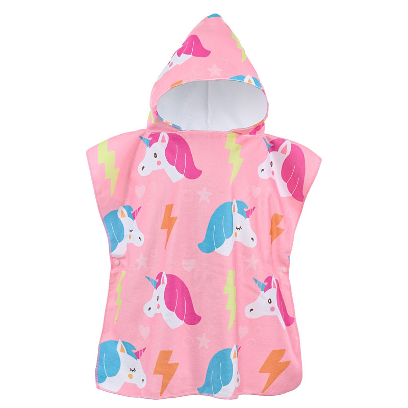 Picture of Children's Cape Bath Towel Microfiber Warp Knitted Cute Cartoon Printed Towel Can Be Worn in the Shower Hooded Absorbent Bathrobe