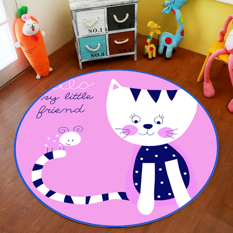 Picture of Cross-Border Cartoon Round Carpet Bedroom Cute Full Bedside Mat Thickened Crystal Velvet Children's Floor Mat Room Carpet