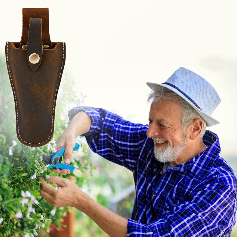 Belt button gardening branch shears protective leather case wholesale portable trimmer storage bag garden pruning shears set