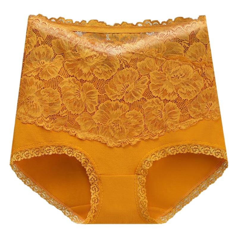 Women's High Waist Abdominal Sexy Lace Underwear Women's Pure Cotton Anti-bacterial Bottom Crotch Breathable Large Size Hip Shaping Briefs
