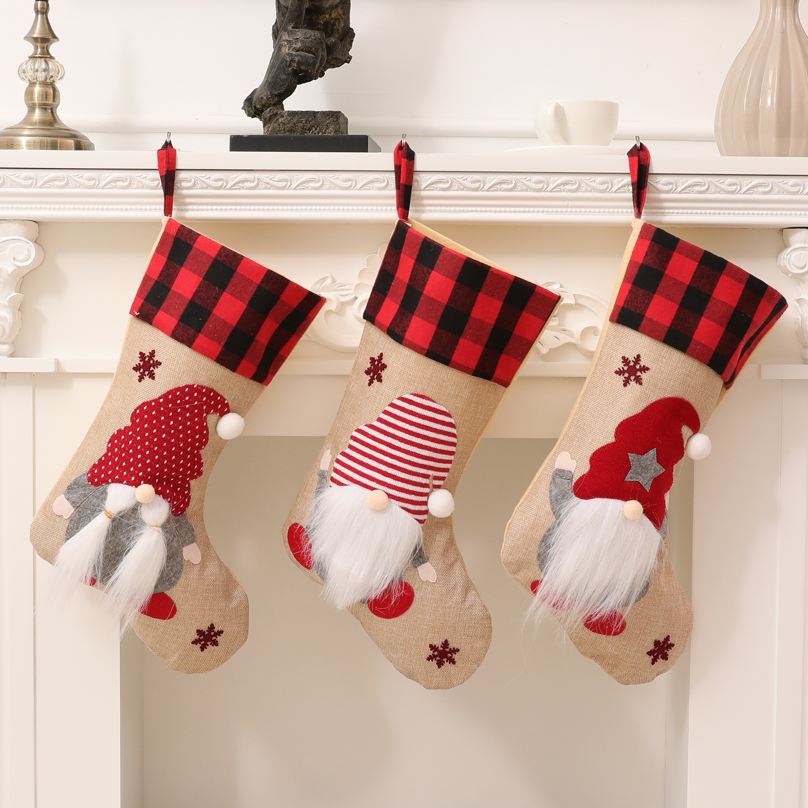 Christmas Cross-Border New Nordic Style Dwarf Faceless Elderly Christmas Stocking Gift Bag Christmas Decorations