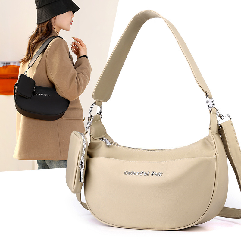 New Fashion Simple High-value Lightweight Nylon Cloth Shoulder Bag Women's Casual Waterproof Lightweight Dumpling Bag Crossbody Bag