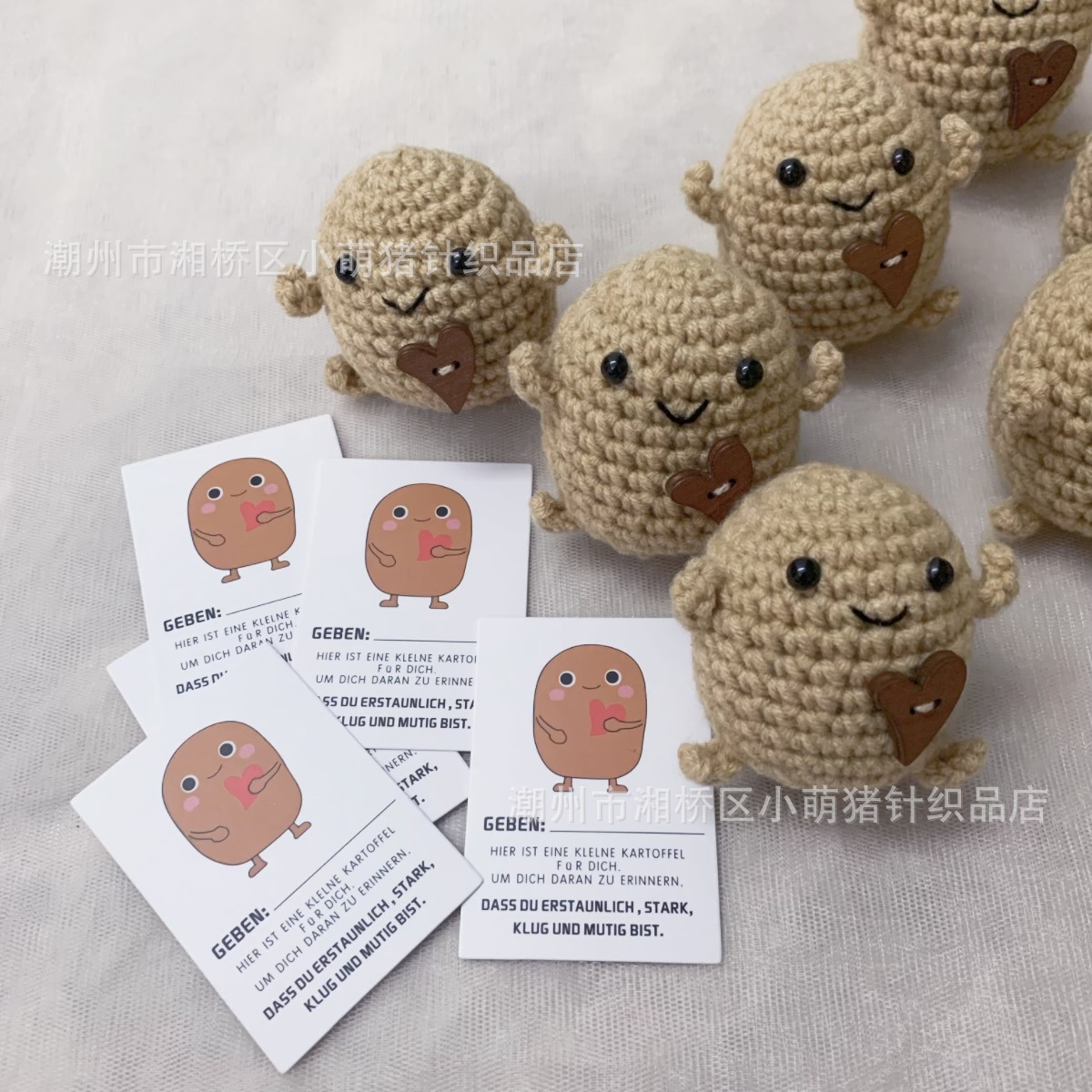 Cross-border Hot Selling Explosions Wool Woven Finished Products Funny Expression Love Potatoes Positive Energy Doll Desktop Ornaments