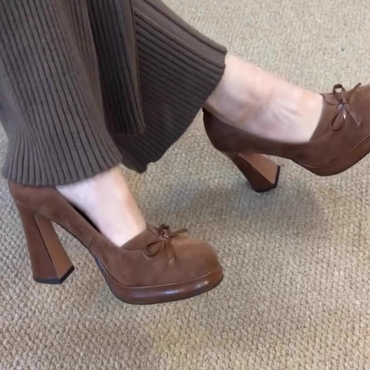 Retro Thick-Heeled High-Heeled Shoes for Women 2025 Spring and Autum French Style Ladylike Style That Does Not Tire Your Feet, Comfortable and Versatile Shoes