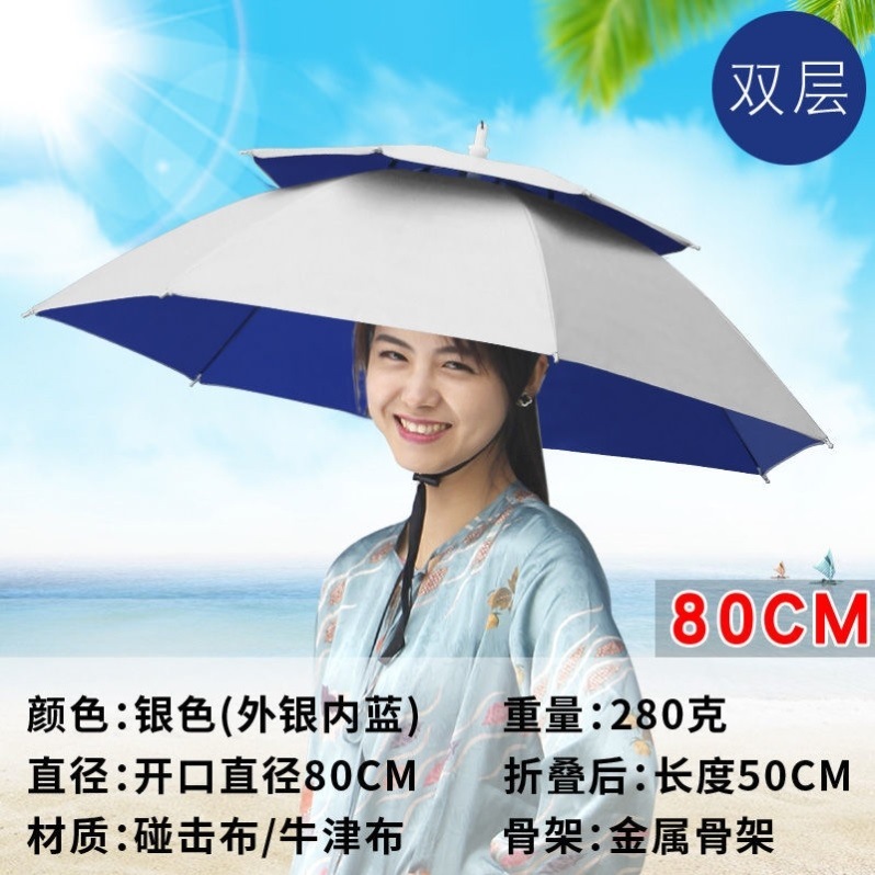 Umbrella cap head hat fishing head sun umbrella outdoor tea-picking sanitation sun protection hat umbrella head belt umbrella