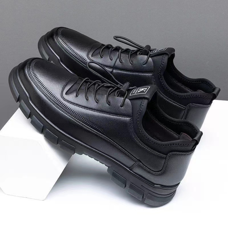 Cross-border Men's Casual Leather Shoes Business Dress British Men's Shoes Suit Simple Black Soft Leather Shoes sneaker