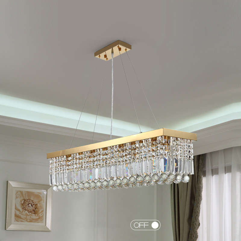 Picture of Cross-Border Crystal Restaurant Chandelier Chandelier Chandelier Rectangular Bar Table Home Zhongshan Lighting Factory Original Light Luxury