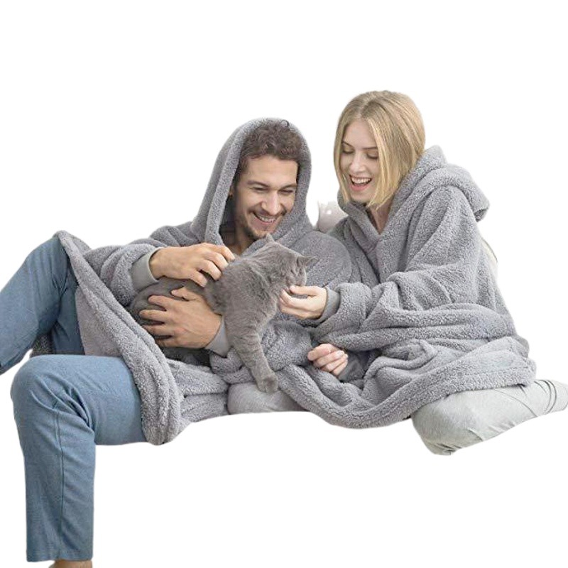 Foreign Trade Europe and the United States in Autumn and Winter Amazon Loose Double-sided Fleece Blanket Couple's Family Clothing XX0062