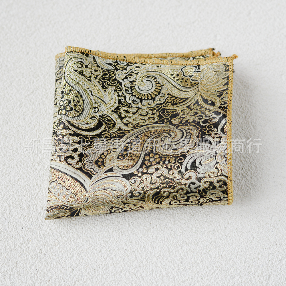 Picture of Men's suit small square scarf factory wholesale fashion polyester fashion accessories vintage embroidery pattern pocket towel men's clothing