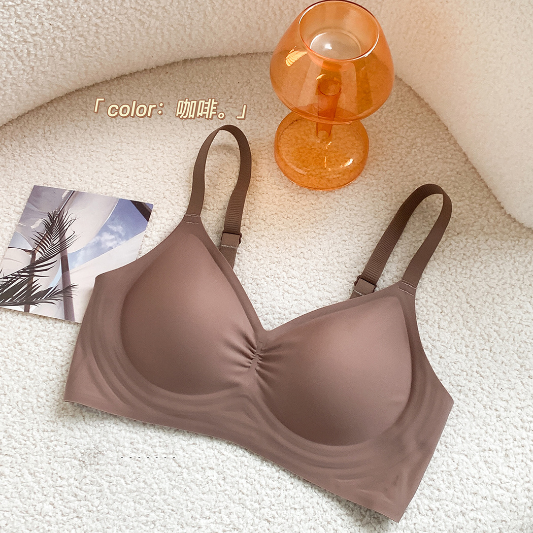 Picture of New Naked Soft Support Underwear Women's Pleated Comfortable Sleep Push-up Anti-sagging Bra without Steel Ring