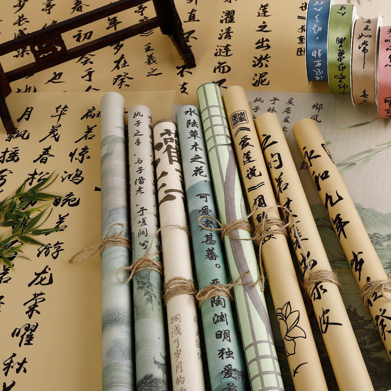 Flower Love Classical Calligraphy Paper Antique Flowers Flower Bucket Chinese Calligraphy Ribbon Polyester Belt Floral Shop Floral Materials Batch