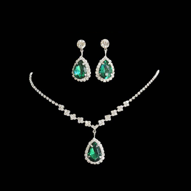 Picture of European and American fashion earrings necklace two-piece set full diamond exquisite chain bride jewelry light luxury suit women's jewelry wholesale