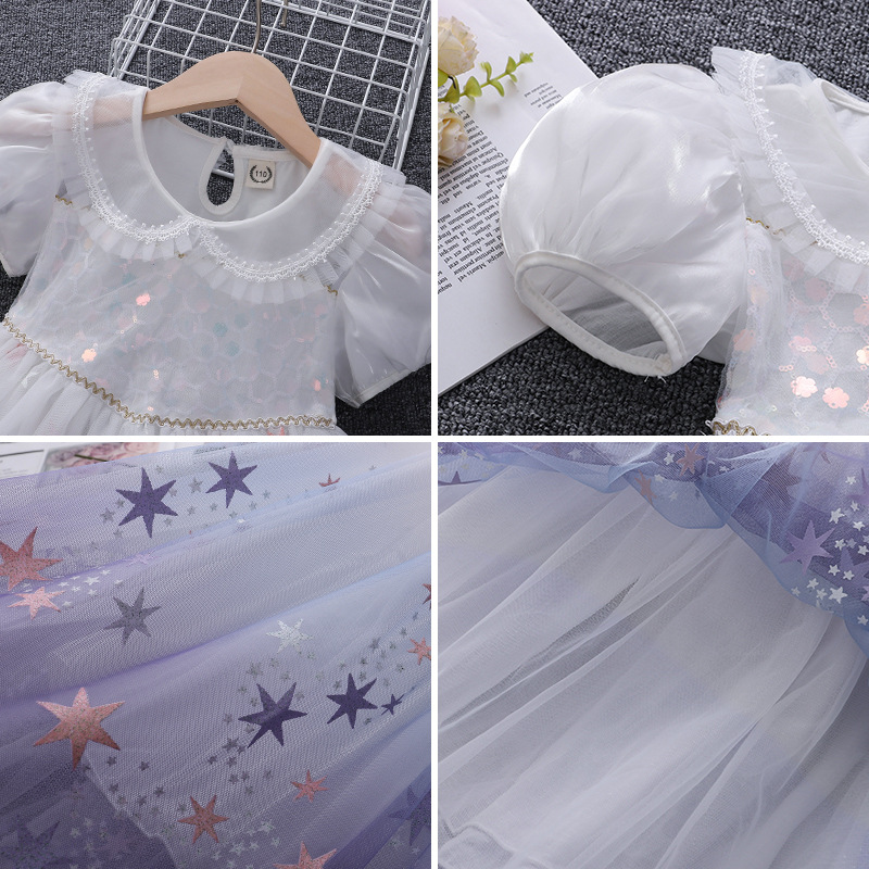 Picture of New Children's Day Princess Aisha Dress Girls Summer Birthday Dress White Dress Children's Summer Western Style Dress