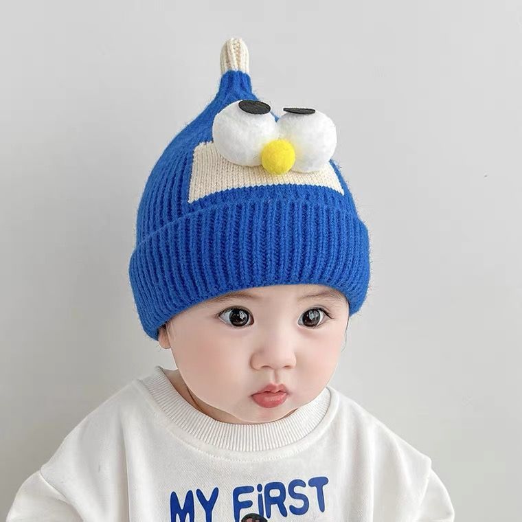 Baby Hat Autumn and Winter Boys and Girls Baby Knitted Wool Hat Cute Super Cute Baby Big Eyes Pullover Cap Trendy