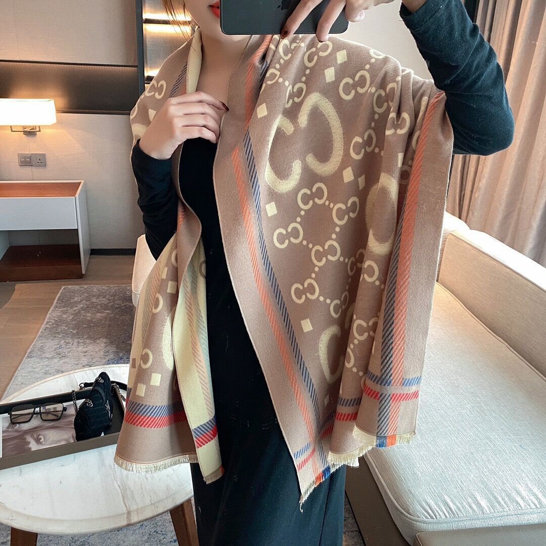 Picture of 2024 New Fashionable Big-Name Versatile Orange High-End Wool Cashmere Shawl Scarf for Women Winter Dual Use