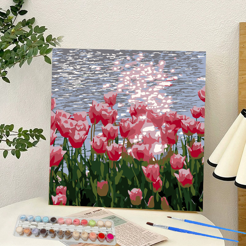 Picture of Digital oil painting landscape Dafen village hand-painted mathematical oil painting coloring painting oil painting flowers flower oil painting wholesale
