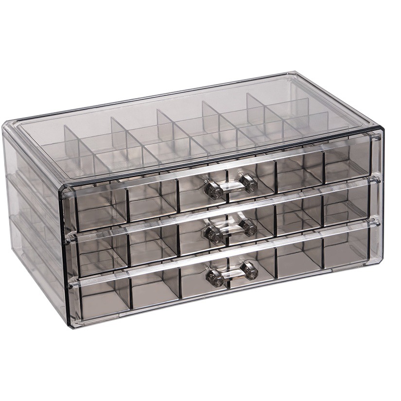 Transparent visible three-layer jewelry box anti-oxidation earrings earrings box multi-grid ring jewelry storage box