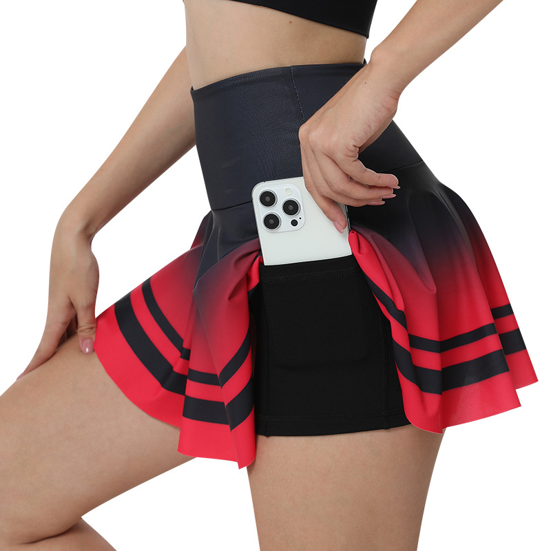 Picture of Printed badminton tennis skirt outdoor running fitness yoga skirt 360 degree round pleated short sports skirt