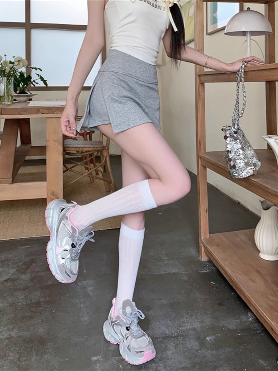 Side Split Sports Skirt Women's 2024 Autumn Anti-glare Slimming Hip Skirt High Waist A- line Yoga Skirt