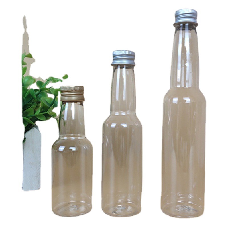 Transparent Plastic Bottle in Stock 30 50Ml100150Ml Pet Bottle Aluminum Cap Long Neck Plastic Sample Bottle