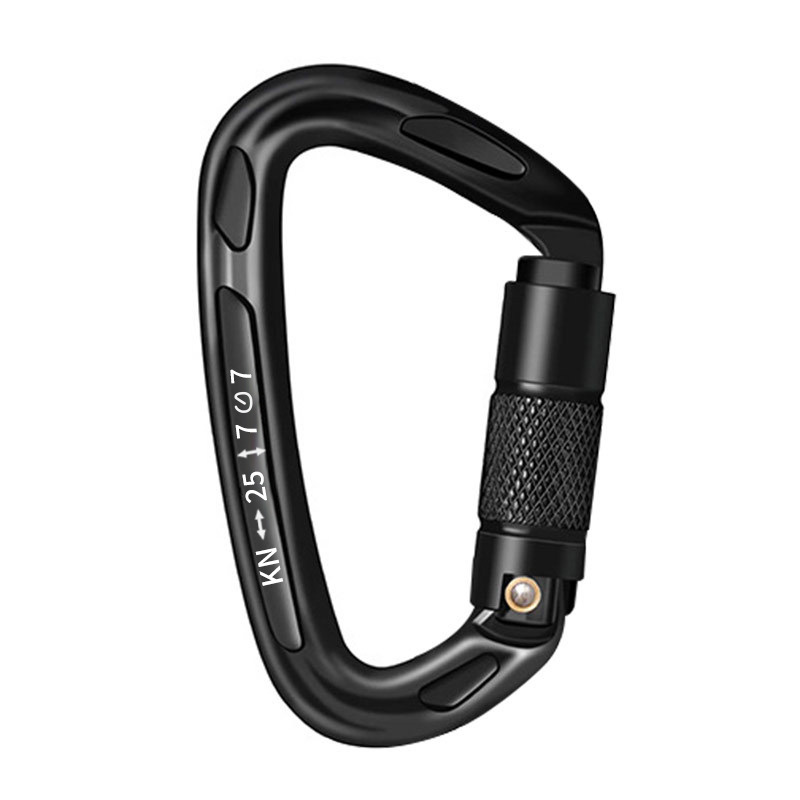 Picture of D-type automatic main lock 25KN aviation aluminum alloy D-type mountaineering buckle outdoor mountaineering automatic buckle rock climbing quick hanging hand lock