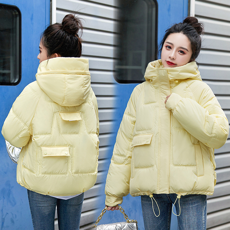 Picture of 2022 New Short Hooded Pocket Down Cotton Clothes Women's Clothing Students Winter Loose Large Size Thick Coat Coat Trendy
