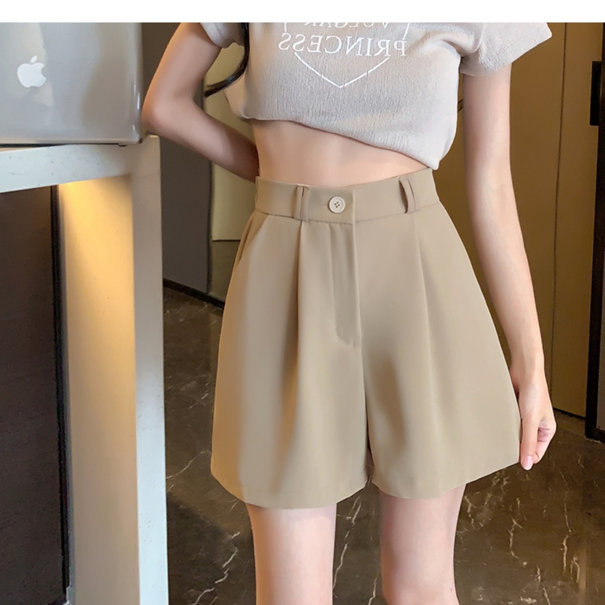 Picture of 2023 New Suit Shorts Women's Summer Thin Small High Waist Fashion Loose Slim Casual Wide Leg Pants