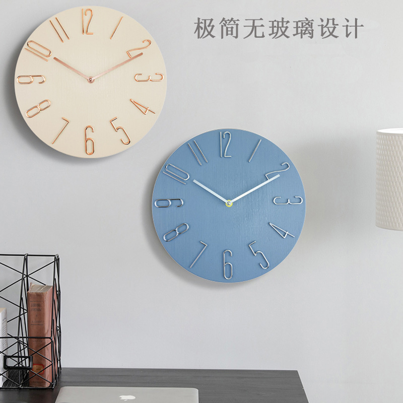 Picture of 30cm Clock Wall Clock Living Room Clock Wall Hanging Watch Quartz Clock Wall Hanging Creative Silent Wall Clock