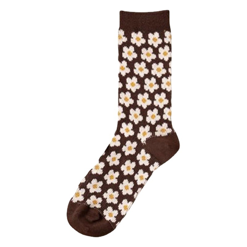 Curry Color Socks Autumn and Winter Women's Thickened Warm Japanese Vintage Stacked Socks Korean Style High Stockings Academy Style