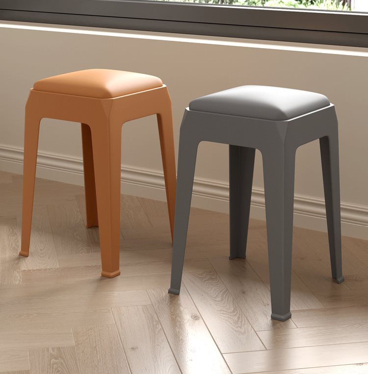 Household stackable plastic stools are simple and thick, stackable and stackable, comfortable for sitting, high stools, and adult upholstered benches