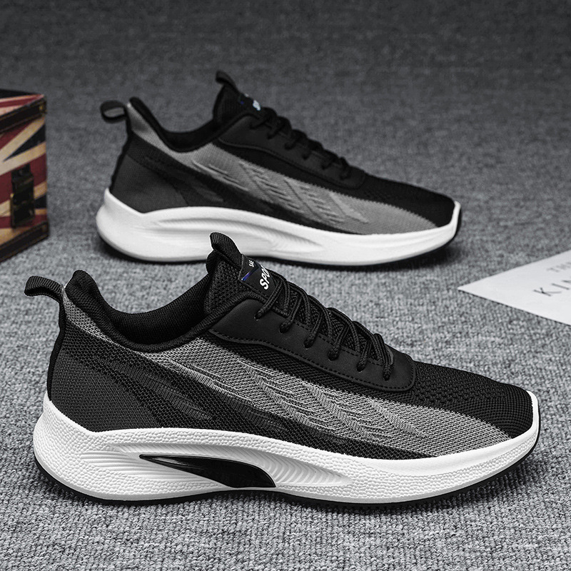 2024 spring and autumn men's shoes new flying mesh sports casual running shoes breathable wear-resistant non-slip manufacturers wholesale