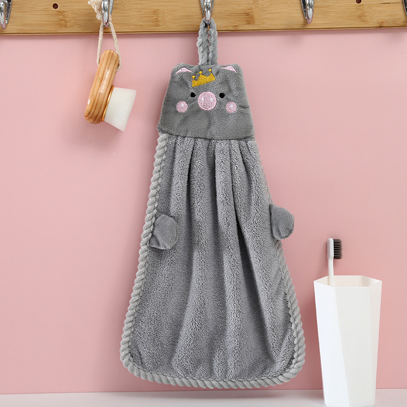 Picture of Hand towel cute hanging coral fleece household absorbent kitchen bathroom children cartoon hand towel factory wholesale