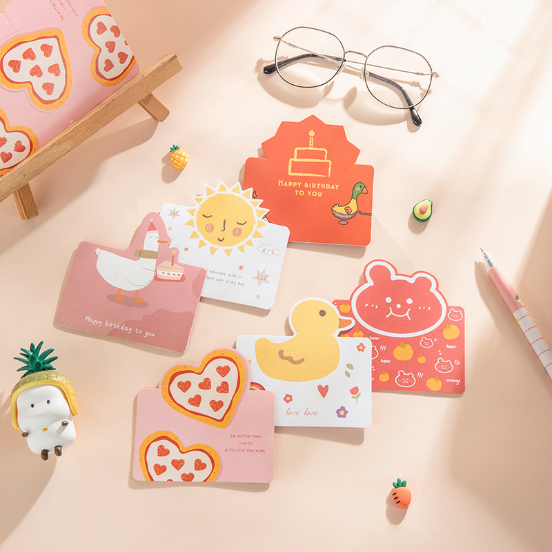 Creative cartoon greeting card warm sun yellow duck cute wind gift Thanksgiving small card flower shop baking thank you card wholesale