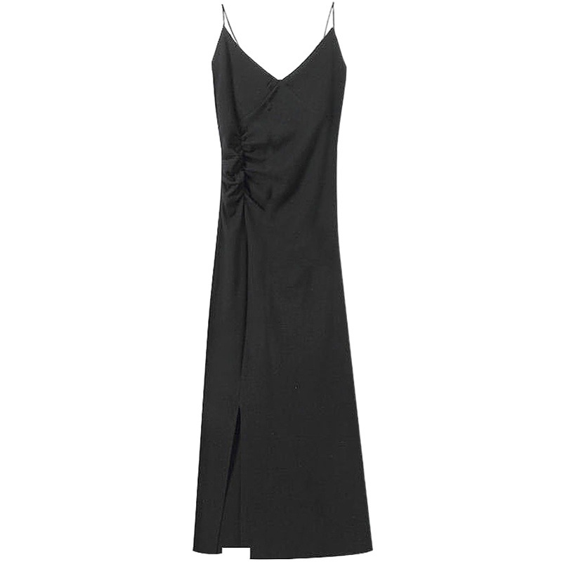 Suspbottomer Dress Women's Platycodon French Slimming Look 2025 New Summer Retro Slit Inner Bottoming Little Black Skirt
