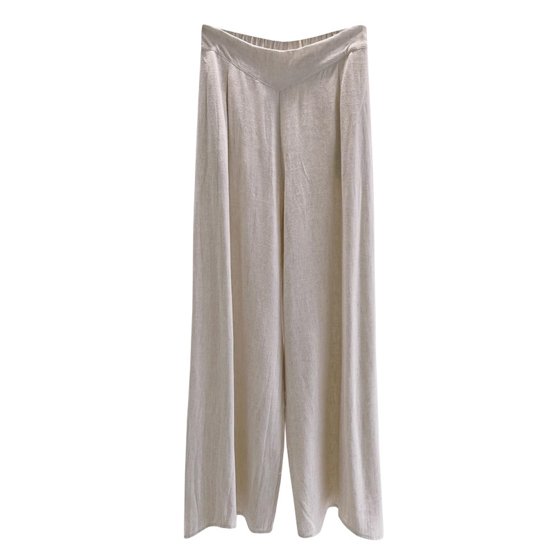 Picture of Cotton and linen wide-leg pants women's high waist draping loose straight dance long pants modern classical dance practice clothing adult