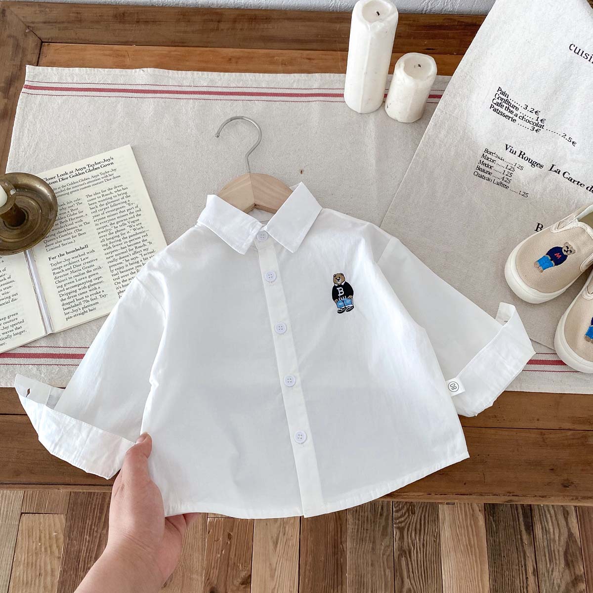Picture of Boys' Spring Clothes Solid Color Shirt 2025 New Baby's Spring Cartoon Long-sleeved Shirt Outgoing Stylike Clothes All-match Trendy