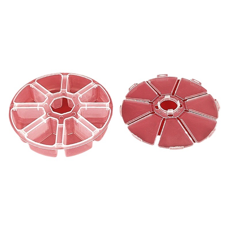 Round 8-grid fixed storage box rubber band hairpin independent grid box with lid diy beaded earrings transparent packing box