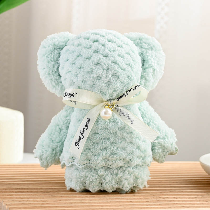 Picture of Coral fleece pineapple Pearl bear towel gift small gift 30*30 opening gift welfare gift