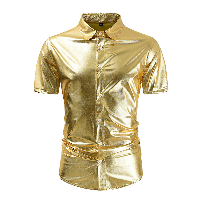2024 Sequin Men's Dress Short Sleeve Shirt 70 s Disco Party cosplay Clothing Xuan Zi