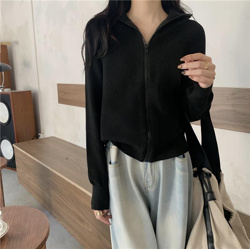 Picture of College Style Lapel Knitted Cardigan for Women Early Autumn 2024 New Korean Style Loose Slimming Sweater Jacket Top
