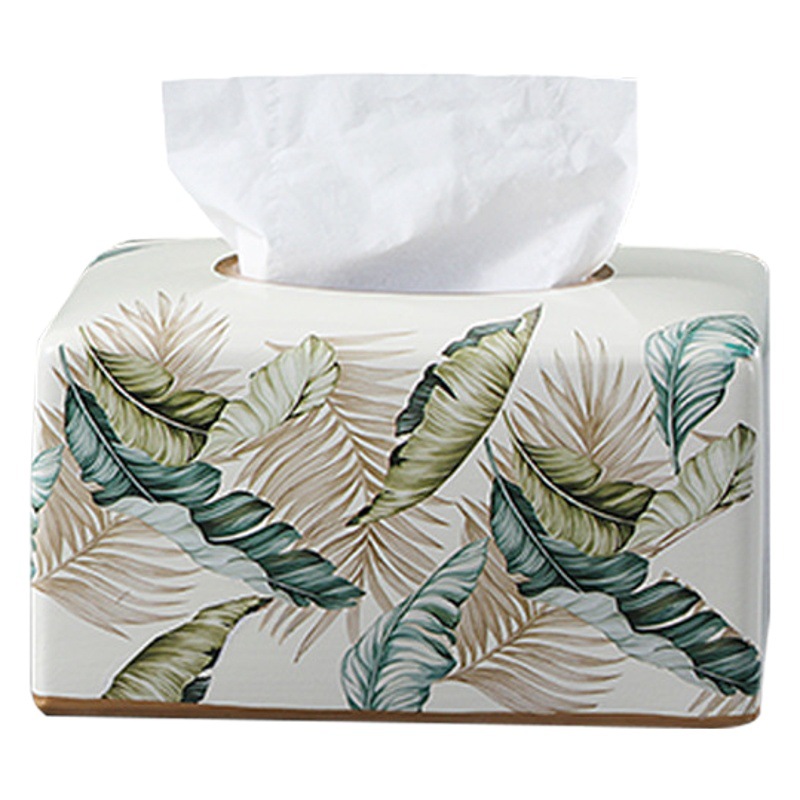 Creative Nordic Style Ins Ceramic Tissue Box Light Luxury Household European Style Modern Living Room Dining Room Decorative Tissue Box