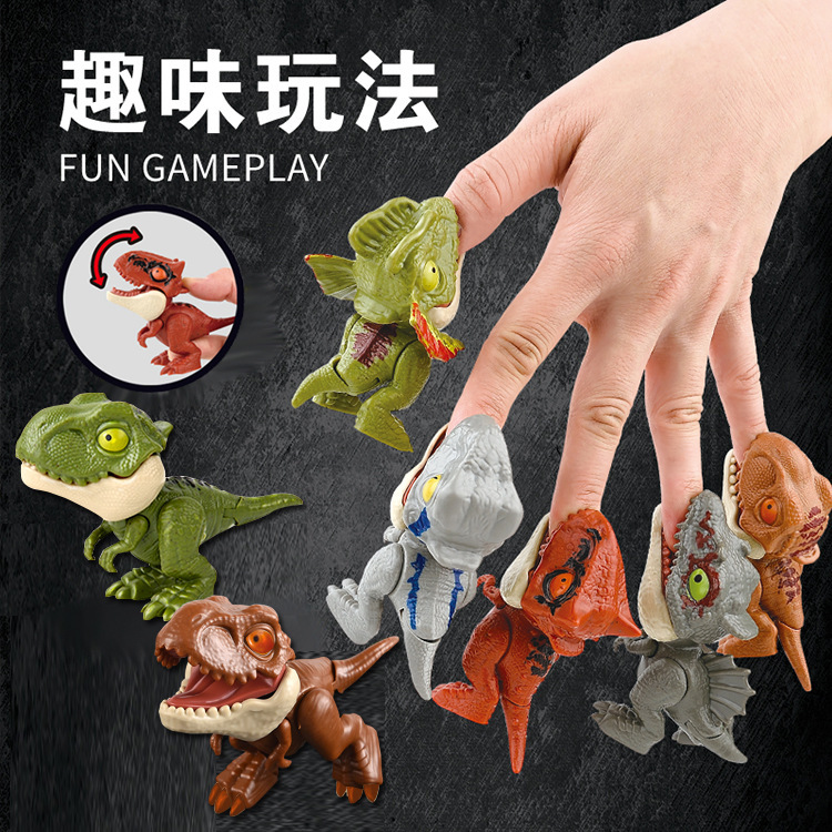 Tiktok Finger-Biting Dinosaur Model Children's Novelty Toy Tyrannosaurus Rex Crocodile Hippopotamus Shark Wholesale