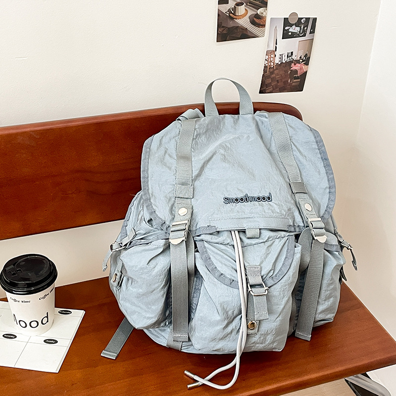 Picture of Korean Niche Design Casual Pleated Backpack 2025 New Nylon Versatile Large Capacity Lightweight Travel Backpack